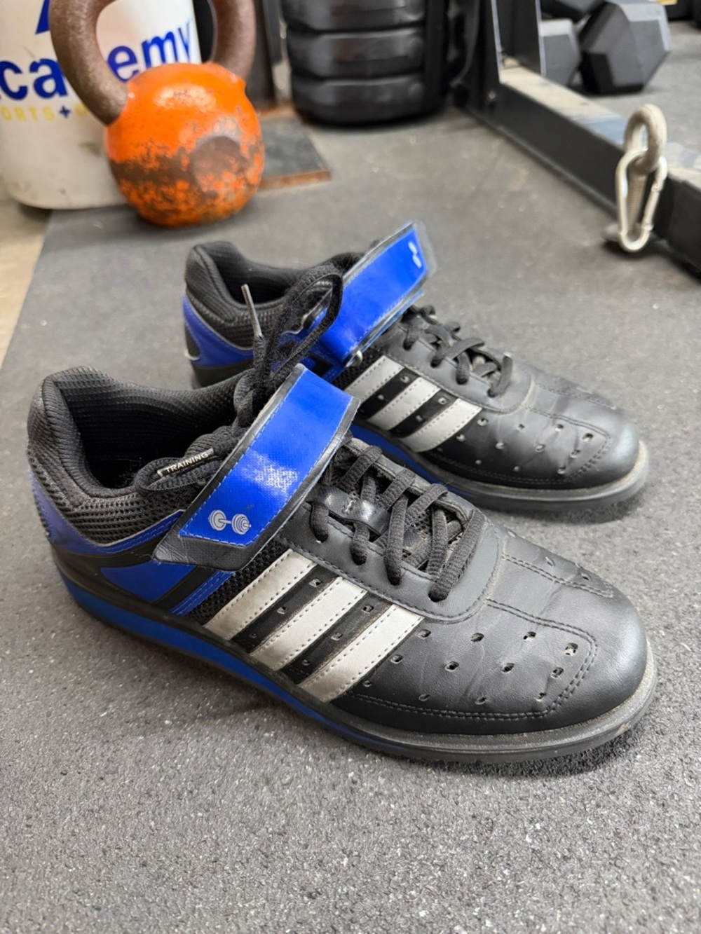 Men's Black & Blue Training Shoes with Silver Stripes
